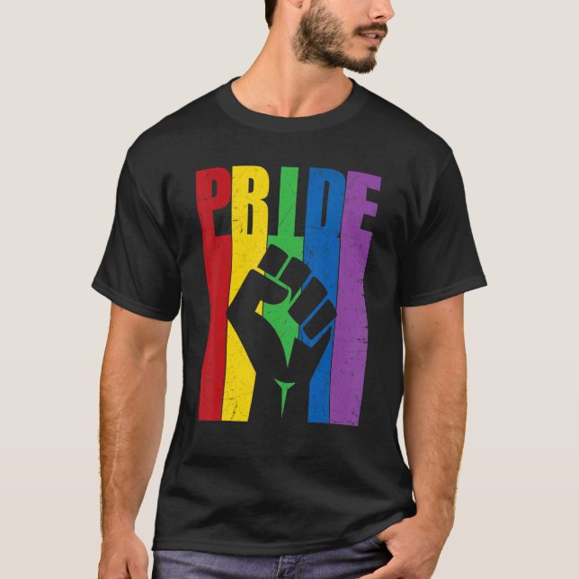 Gay Pride Fist Lgbt Rainbow Lgbtq Lesbian Pride Mo T-Shirt (Front)