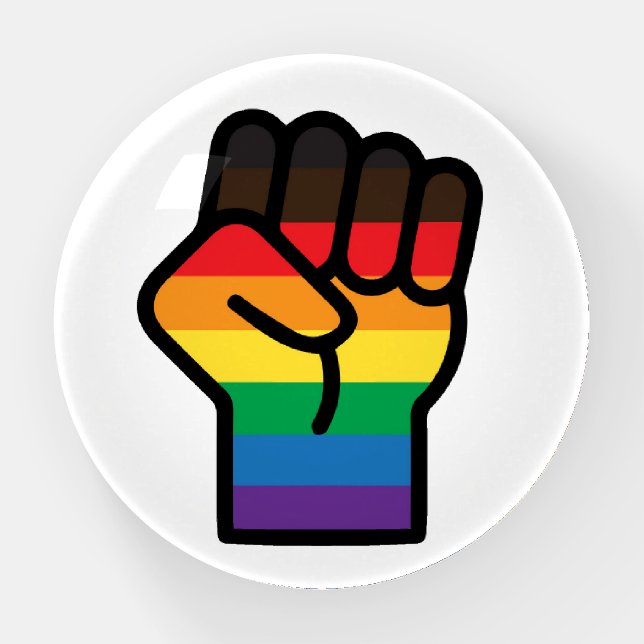 Gay Pride Fist Paperweight (Front)