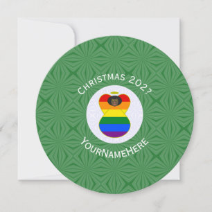 Gay Pride Flag Black Angel Christmas Personalized Invitation