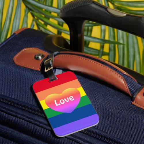 Gay Pride Flag Colorful Rainbow Heart LGBTQ Luggage Tag