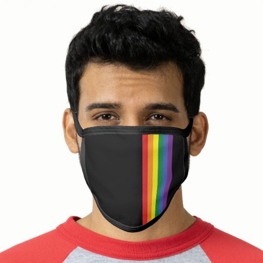 Gay Pride Flag colorful rainbow LGBT themed Face Mask (Worn Him)