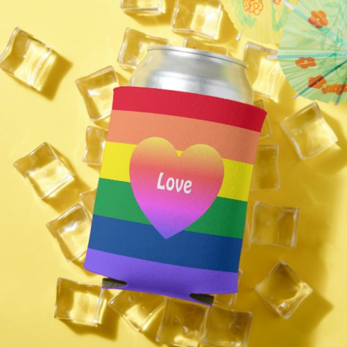 Gay Pride Flag Colorful Rainbow LGBTQ Can Cooler