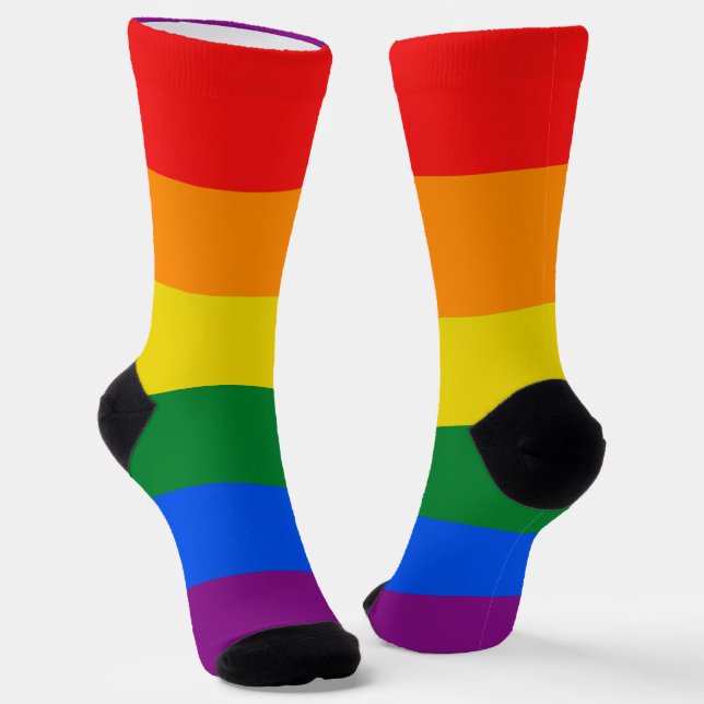 Gay Pride flag colors stripes window cling Socks (Angled)