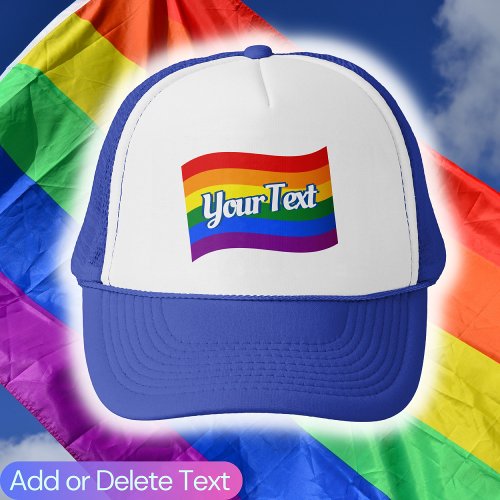 Gay Pride Flag Flying Rainbow Flag LGBT Text Retro Trucker Hat