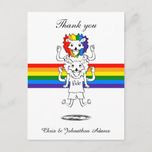 Gay Pride Flag Funny Lions Wedding Thank you Postcard