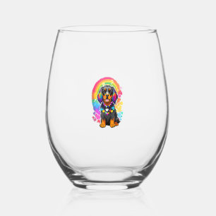 Gay Pride Flag Gordon Setter Dog Lover Rainbow Pri Stemless Wine Glass