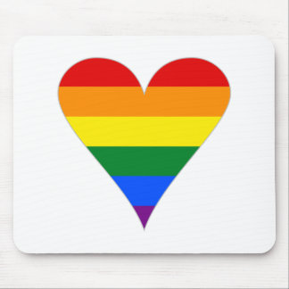 Gay Pride Flag Heart Funky - Grey Mouse Pad