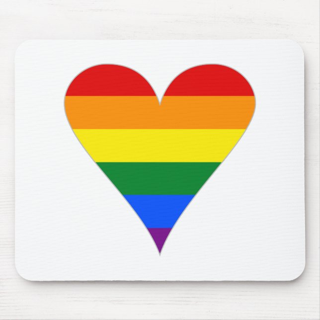 Gay Pride Flag Heart Funky - Grey Mouse Pad (Front)