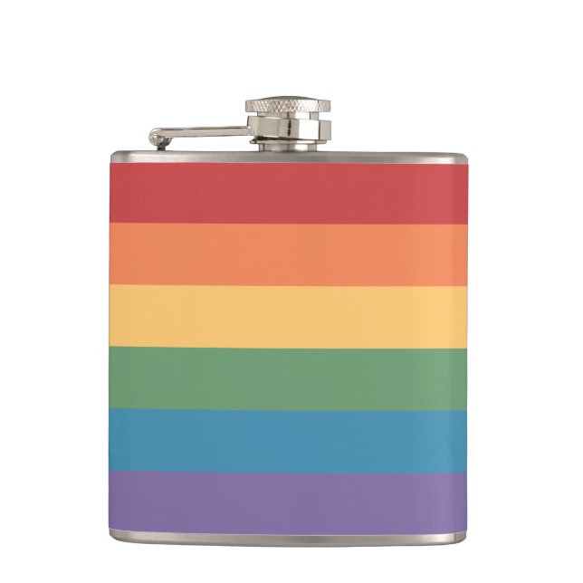 Gay Pride Flag Heathered Flask (Front)