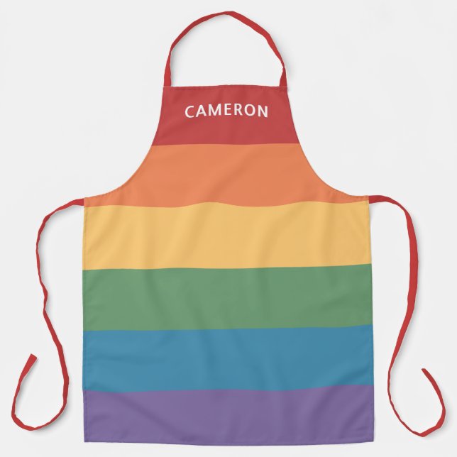 Gay Pride Flag Heathered Monogrammed Apron (Front)