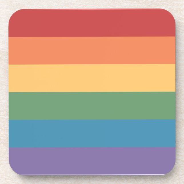 Gay Pride Flag Heathered Square Beverage Coaster (Front)