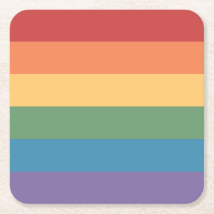 Gay Pride Flag Heathered Square Square Paper Coaster