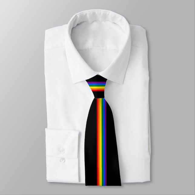 gay pride flag lgbt lgbtq homosexual lesbian rainb neck tie (Tied)