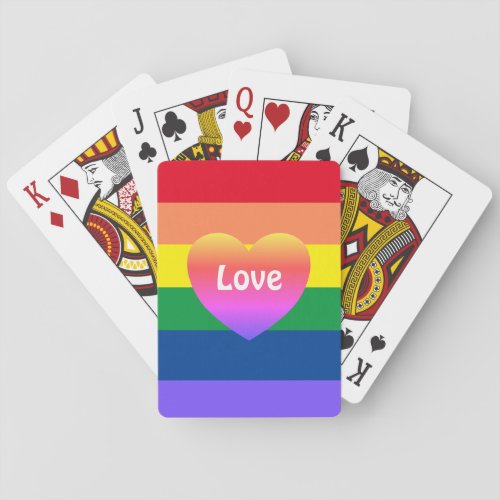 Gay Pride Flag LGBTQ Colorful Rainbow Heart Playing Cards
