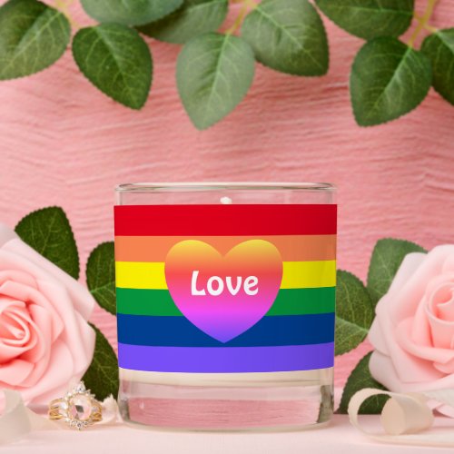 Gay Pride Flag LGBTQ Colorful Rainbow Heart Scented Candle