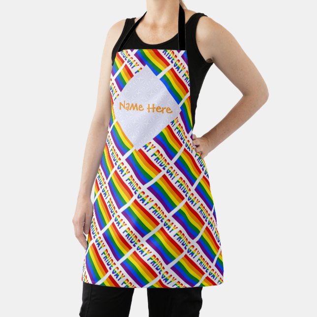 Gay Pride Flag LGBTQ Tiled All Over Print Apron (Insitu)