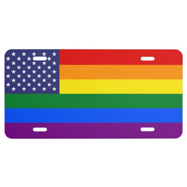 "GAY PRIDE FLAG" LICENSE PLATE (Front)