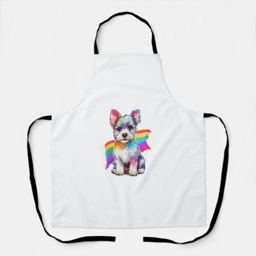 Gay Pride Flag Miniature Schnauzer Dog Lover Rainb Apron