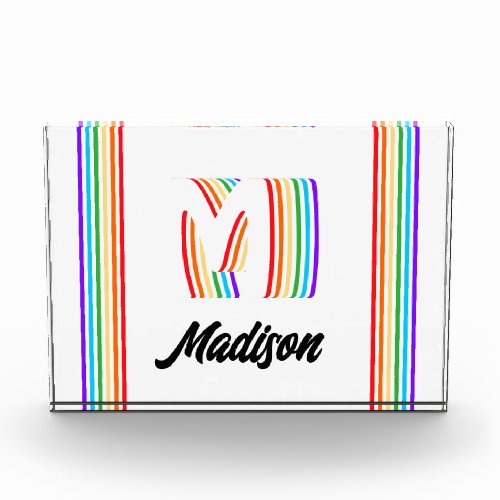 Gay Pride Flag Monogram Photo Block