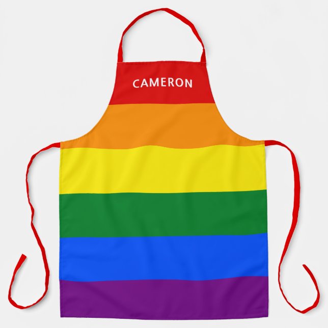 Gay Pride Flag Monogrammed Apron (Front)