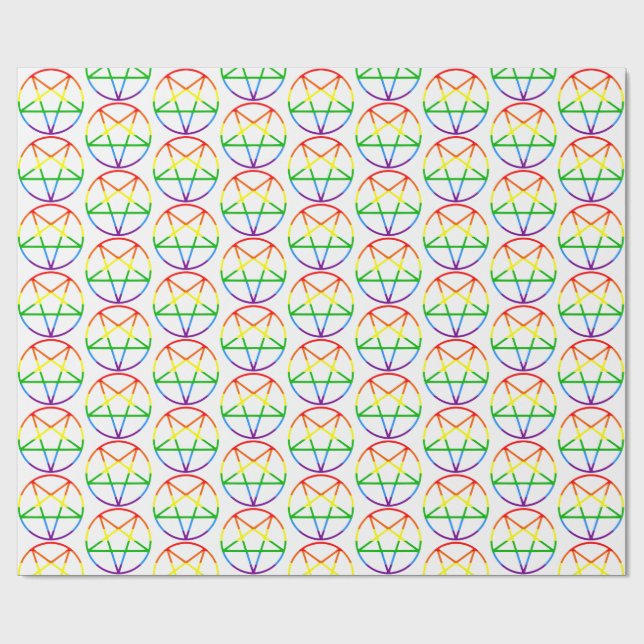 gay pride flag pentagram rainbow wrapping paper (Flat)
