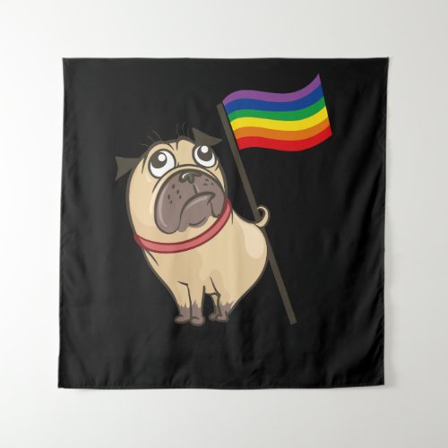Gay Pride Flag Pug LGBT Patriotic Tapestry