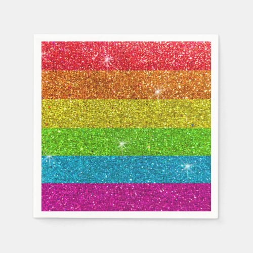 Gay Pride Flag Rainbow Glitter Colors LGBTQIA Napkins