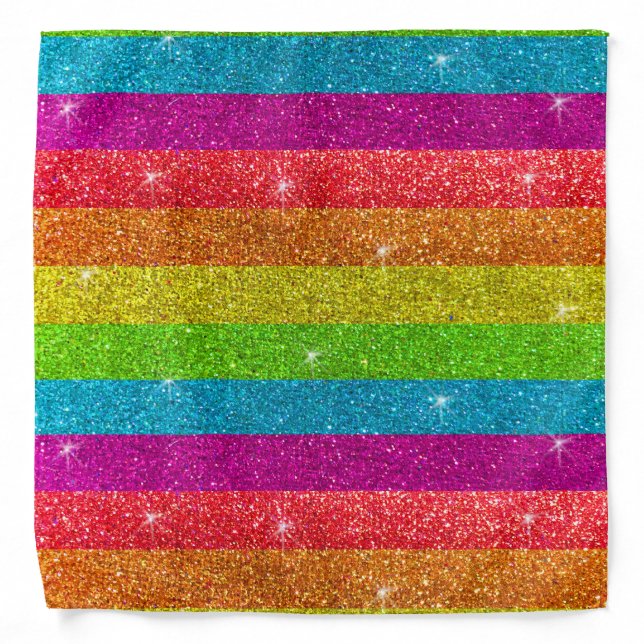 Gay Pride Flag Rainbow Glitter Stripes LGBT Love Bandana (Front)