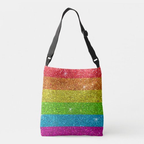 Gay Pride Flag Rainbow Glitter Stripes LGBT Love Crossbody Bag