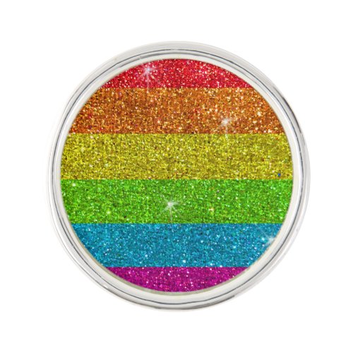 Gay Pride Flag Rainbow Glitter Stripes LGBT Love Lapel Pin