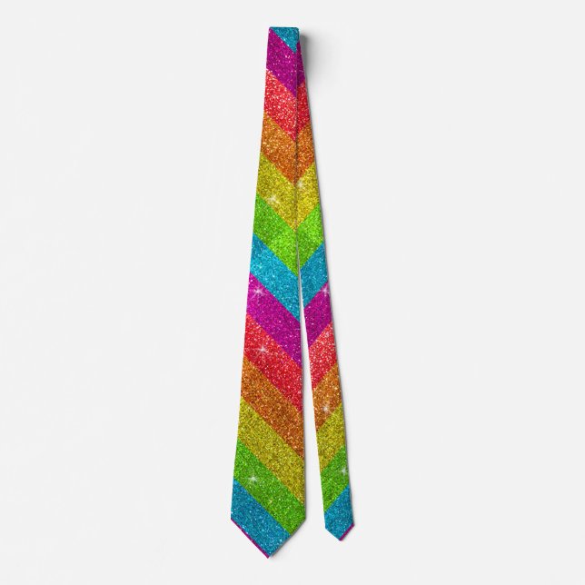 Gay Pride Flag Rainbow Glitter Stripes LGBT Love Neck Tie (Front)