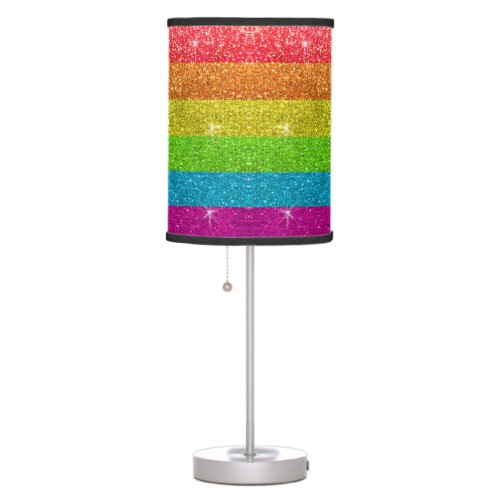 Gay Pride Flag Rainbow Glitter Stripes LGBTQIA Table Lamp