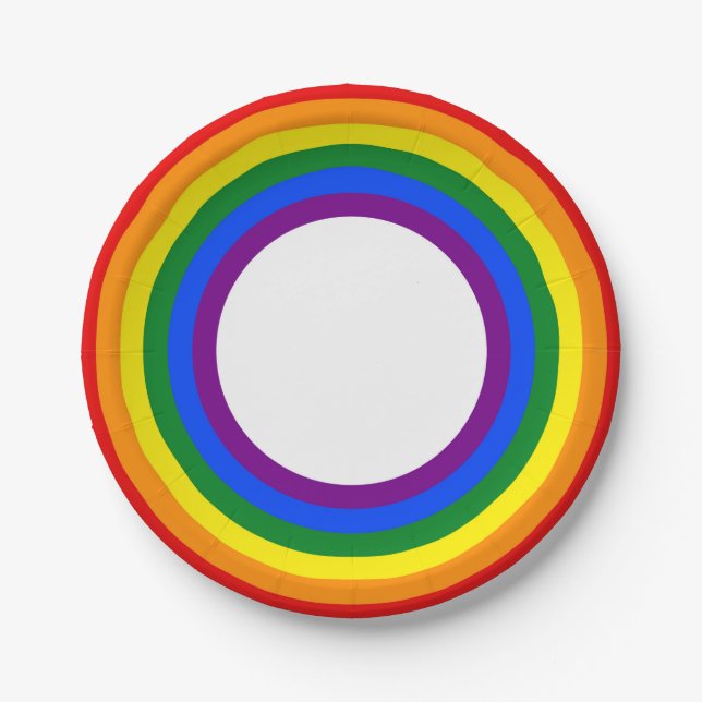 Gay Pride Flag Rainbow Paper Plates (Front)