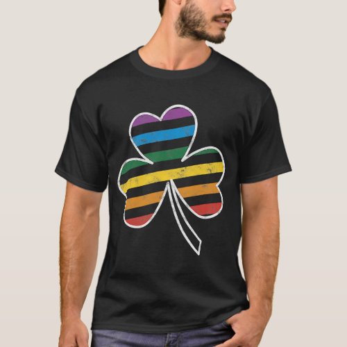 GAY PRIDE FLAG Shamrock LGBT St Patricks Day Parad T_Shirt