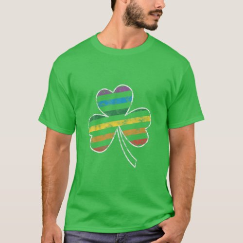 GAY PRIDE FLAG Shamrock LGBT St Patricks Day Parad T_Shirt