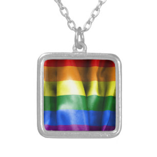 Gay Pride Flag Silver Plated Necklace