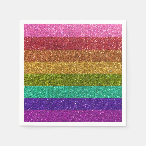 Gay Pride Flag Stripes Rainbow Glitter LGBTQIA Napkins