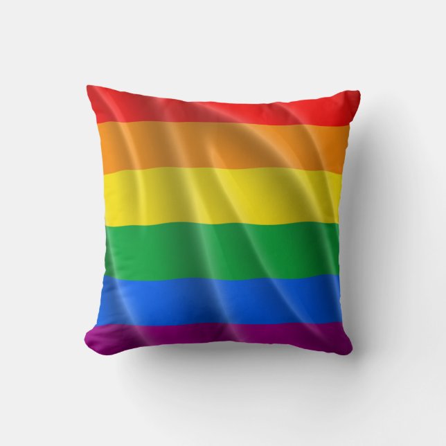 GAY PRIDE FLAG WAVY DESIGN THROW PILLOW (Front)
