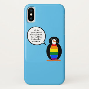 Gay Pride Flag Wildlife Penguin Personalized Gift iPhone X Case
