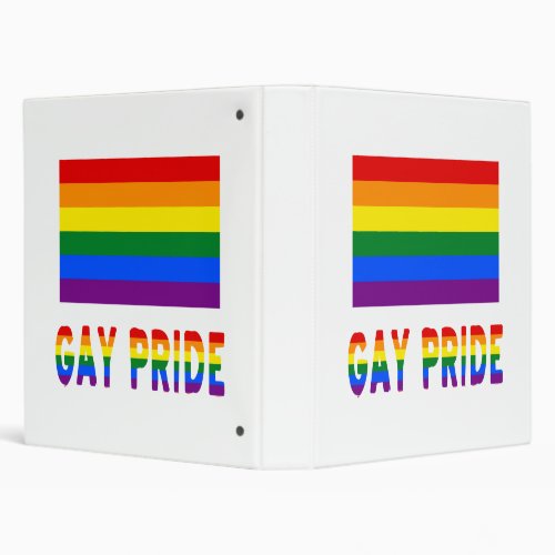 Gay Pride Flag  Words 3 Ring Binder