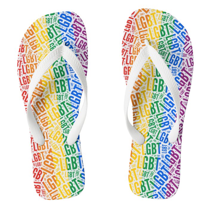 gay pride flip flops