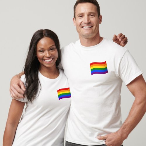 Gay Pride Flying Rainbow Flag LGBT LGBTQ T_Shirt