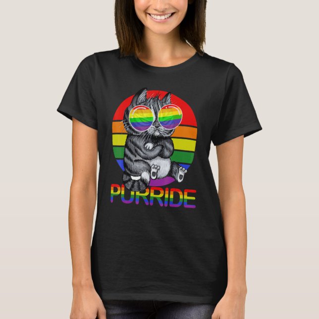 Gay Pride For Women Men Lgbt Daddy Cat Cat  Purrid T-Shirt (Front)