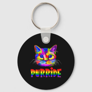 Gay Pride for Women Men LGBT Daddy Cat Gift Purri Keychain