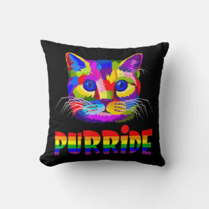 Gay Pride for Women Men LGBT Daddy Cat Gift Purri Throw Pillow