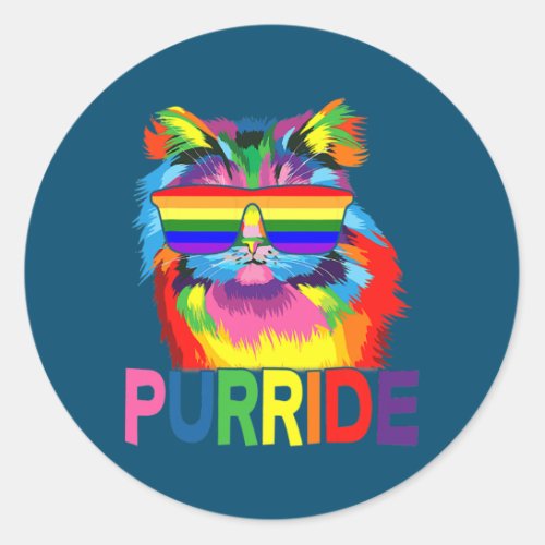 Gay Pride For Women Men LGBT Daddy Cat Purride  Classic Round Sticker