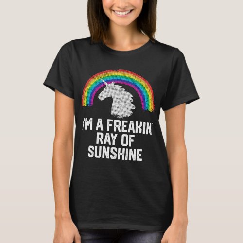 Gay Pride Funny Unicorn Rainbow Retro LGBT LGBTQ V T_Shirt