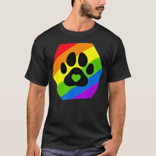 Gay Pride Furry LGBTQ Rainbow Flag  T_Shirt