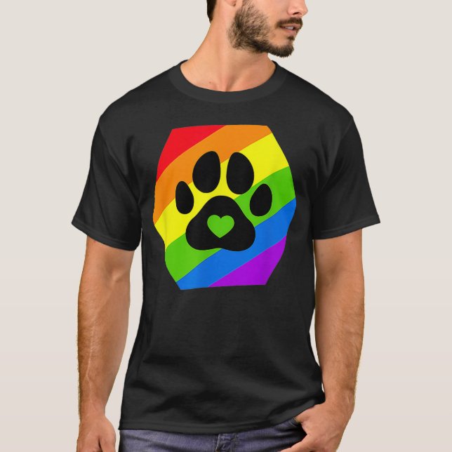 Gay Pride Furry LGBTQ Rainbow Flag  T-Shirt (Front)