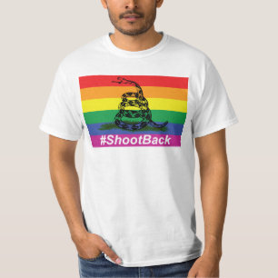 Gay Pride Gadsen Rattlesnake Flag Shoot Back T-Shirt